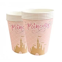 10 件粉色公主派对装饰城堡纸盘杯餐巾一次性餐具套装适用于公主城堡生日派对用品 - 彩色 - 查看 6