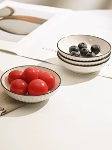 8/6/4pcs Ceramic Round Small Dishes, Elegant High-End Plates For Afternoon Tea, Dipping Sauce, Condiment, Appetizer, Home Kitchen, Microwave Friendly