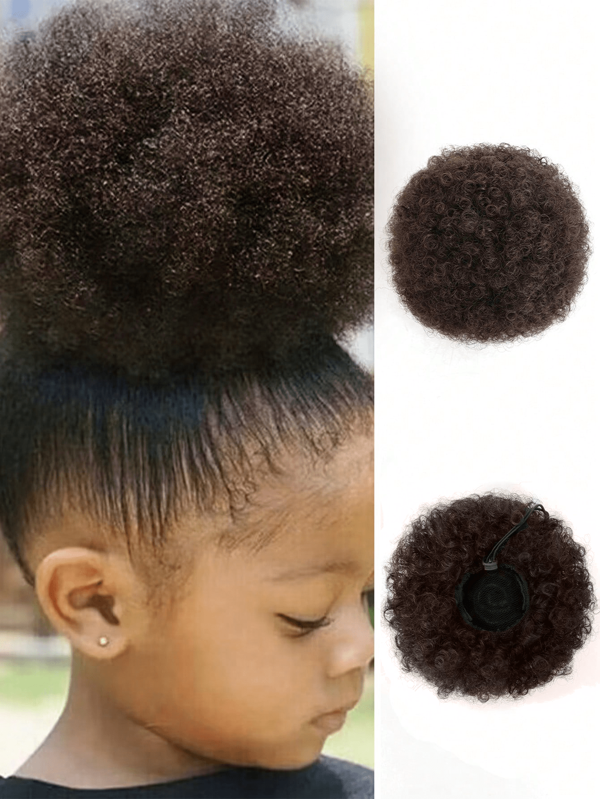 1 Pc Afro Curly Hair Buns Updo Ponytail Short African Twisted Curly Drawstring Extension For Women And Girls Synthetic Hair Bun Ponytail Clip In Hair Extensions