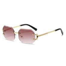 Stylish Oversized Gradient Fashion Sunglasses For Women Polygonal Frameless Fashion Sunglasses For Summer Beach Vacation,Outdoor,Travel