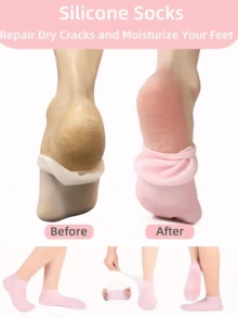 4 件套硅胶手足保湿护理套装，高弹性压缩可重复使用包裹，用于涂抹芦荟凝胶、保湿霜、面霜、身体乳液、柔肤精华，硅胶保湿手套和袜子套装 - 无香味，足部和手部护理工具套件，适用于柔肤