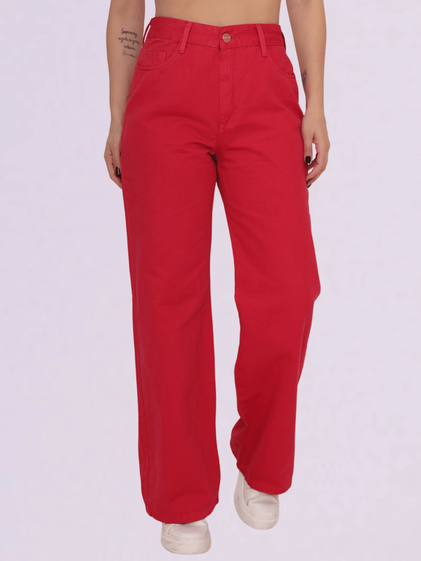 BNB Women's Wide Leg Jeans High Waist Elegant Outfits Premium Twill - 玫紅色 - 查看 1