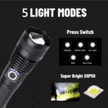Super Powerful T9 P90/P50 Tactical Led Flashlight Strong Powerful Farm Site Camping Security - 白紅光 - 查看 3