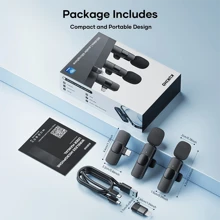 KUKIHO Lot de 2 microphones cravate sans fil pour iPhone, iPad et Android, micro-cravate, plug and play, réduction du bruit, pour enregistrement vidéo, interview, podcast, vlog
