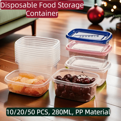 10pcs Transparent Plastic Large Capacity Storage Containers For Daily Use