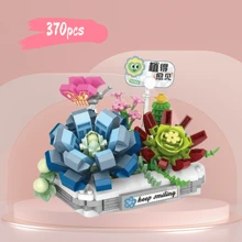 Cute Succulent Plant Pot Set, Terrarium Decoration, Including Blue Ice Lotus, Haworthia, Campanula, Giftware Sculpture, Creative Home DIY Decoration, Suitable For Valentine's Day, Spring Festival, School Opening Gifts, Interesting Blocks