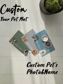 1pc Personalized Dog Mats Using Pet Photo + Name, Custom Dog Food Mat, Personalized Dog Placemat, Custom Dog Bowl Mat, High-Quality, Customizable With Your Dog's Picture And Name, Mother's Day, Father's Day, Pet Anniversaries, New Year, Thanksgiving Day Ornamental Stylish, Fashion, Colorful, Vintage, Cute, Contracted, Cuties Custom, Unique, Customized, Personalized Pet For Anniversaries, For Birthdays