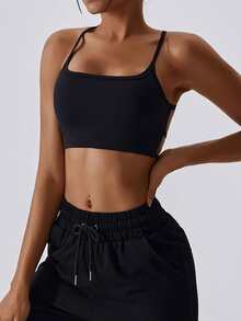 ATTRACO Backless Sports Bra Top, Showcase Your Beautiful Back Lines, Summer Wear - Black - View 4