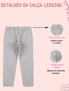 Kit Sortido 3 Calças Leggings em Cotton Infantil Menina -  2 ao 16 - Multicolorido - Visão 7