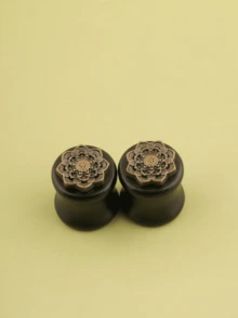 2 chiếc nút tai hình hoa sen gỗ cổ điển - Mở rộng tai - Xem 6