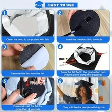 1 pièce/2 pièces Serre-tête élastique antidérapant et robuste pour toque de graduation, convient pour toque de graduation pour étudiants et dames (toque de graduation non incluse, cadeaux de graduation), meilleurs cadeaux d'anniversaire noirs - Multicolore - Voir 5