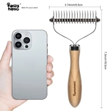 Rastrillo para desahumar perros - Peine profesional para mascotas para desenredar y desmatizar con mango de madera y cuchillas de acero inoxidable para eliminar el pelo enmarañado de gatos y perros