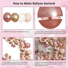 115pcs Rose Gold Pink Balloon Garland Set, Light Pink Gold Metallic Bare White Balloons Rose Gold Confetti Balloons For Bridal Shower Wedding Women Birthday Princess Party New Year Valentine's Day Decoration - Rose Gold - View 5