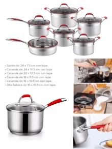 Batería De Cocina Swiss Haus 12piezas de Acero Inoxidable Rubi - Plateado - Ver 1