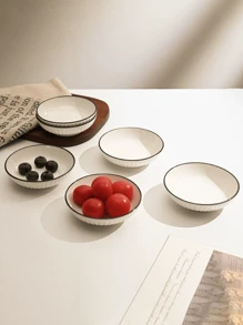8/6/4pcs Ceramic Round Small Dishes, Elegant High-End Plates For Afternoon Tea, Dipping Sauce, Condiment, Appetizer, Home Kitchen, Microwave Friendly