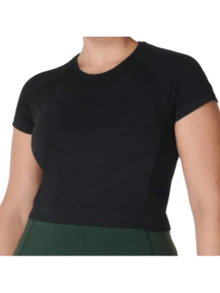 Athlete Crop Seamless Workout T-Shirt - Black - View 1