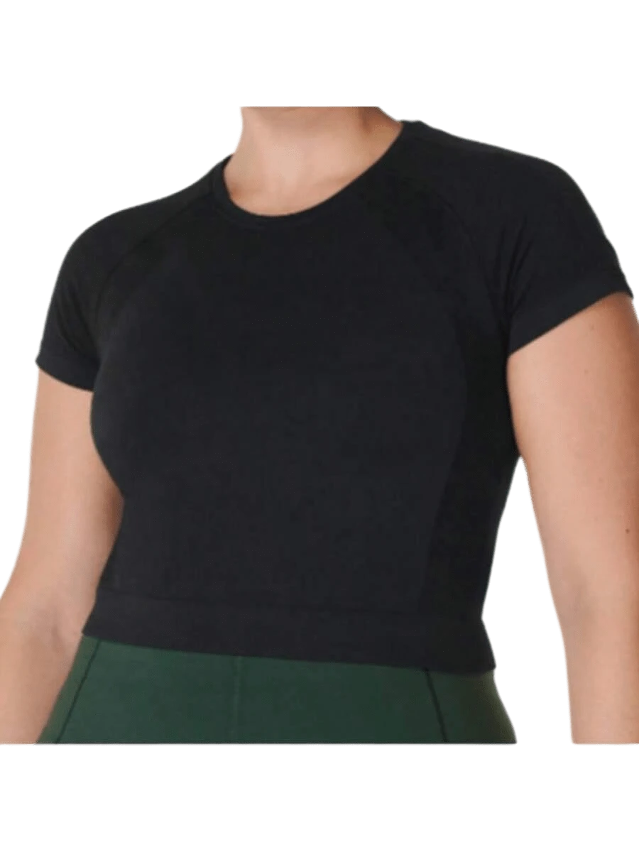 Athlete Crop Seamless Workout T-Shirt - Black - View 1