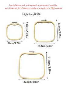 3 Sizes Adjustable Bamboo Square Embroidery Hoop - 5.43in, 6.89in, 8.58in, New Cross Stitch Embroidery Hoops Tool For Handmade DIY Crafts - Apricot - View 5