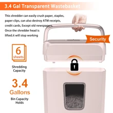 Bonsaii Pink Shredder, Compact For Office, Cross-Cut 6 Sheets, Security Shredding, Shreds Cards & Mail, 3.4-Gallon Bin
