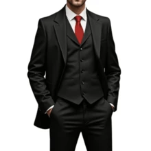 Slim Fit Suit With Vest – Formal Style With A Fashion Touch - 黑色 - 查看 2