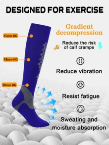 3 Pairs Knee High Compression Socks For Men & Women, Solid Color Sporty Athletic Socks - Breathable, Moisture Wicking, Comfortable Fit For Running, Gym, Travel, Hiking - Multicolor - View 2