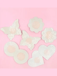 1 Pair New Arrivals Best Seller Assorted Shapes Small Size Butterfly & Round Skin Color Lace Nipple Covers - Multicolor - View 1