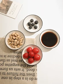 8/6/4pcs Ceramic Round Small Dishes, Elegant High-End Plates For Afternoon Tea, Dipping Sauce, Condiment, Appetizer, Home Kitchen, Microwave Friendly