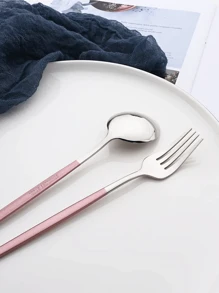 5/20pcs Stainless Steel Cutlery Set With Pink Handles, Suitable For Home Kitchen, Dining, Party, Wedding