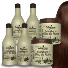 Mandioca Kit 6 Products - 2 Shampoo + 2 Conditioners + 2 Masks - Hair Strengthening - Mocha Brown - View 1