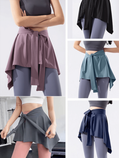 1 pezzo Semplice, comodo e casual Pantaloni da donna di colore unito versatili per tutte le stagioni, gonne protettive che coprono i fianchi, con vari metodi di indossare, adatti per uso quotidiano, fitness e sport.