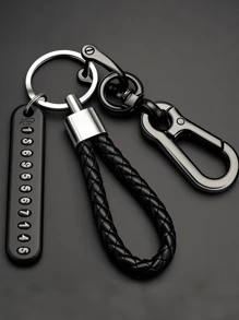 [One Anti-Loss Car Keychain] Anti-Loss Car Keychain With Phone Number Tag - Alloy, Non-Braided Design For Easy Key Retrieval