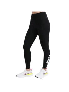 2XU Letter Graphic Black Fitness New Heights Comp Tight - Black and White - View 1