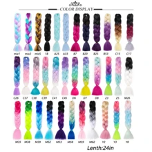 Extensiones de cabello trenzado 24 pulgadas, extensiones de cabello a crochet de alta temperatura con efecto ombre arcoíris, 1/3 piezas - Multicolor - Ver 5