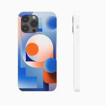 Phone Accessory: Beautifully Painted Abstract Composition Of Circles In A Gradient Of Blues And A Pop Of Orange, Exuding Modern Aesthetic Compatible With Iphone 16, 15, 14, 13, 12, 11 Pro Max, Featuring A Shockproof Matte Back. - Multicolor - View 2