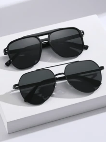 3 件现代简约风格男士塑料金属几何眼镜组合，适合驾驶、高尔夫、户外休闲活动、街拍、节日礼物、度假服装配饰 - 純色 - 查看 5