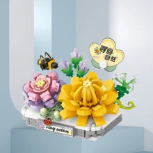 Cute Succulent Plant Pot Set, Terrarium Decoration, Including Blue Ice Lotus, Haworthia, Campanula, Giftware Sculpture, Creative Home DIY Decoration, Suitable For Valentine's Day, Spring Festival, School Opening Gifts, Interesting Blocks