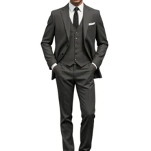Slim Fit Suit With Vest – Formal Style With A Fashion Touch - Grey - View 4