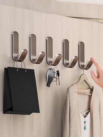 Juego de 5 piezas de ganchos autoadhesivos, ganchos para ropa, percheros adhesivos, ganchos de montaje en pared para colgar bolsas, toallas, esponjas, llaves, sombreros, para cocina y baño