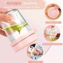 350ml New Glass Jar Water Cup With Spoon And Lid, Overnight Oat Cup Mason Sealed Glass Cup Portable Salad Cup With Lid Spoon