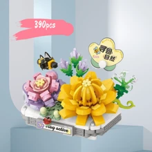 Cute Succulent Plant Pot Set, Terrarium Decoration, Including Blue Ice Lotus, Haworthia, Campanula, Giftware Sculpture, Creative Home DIY Decoration, Suitable For Valentine's Day, Spring Festival, School Opening Gifts, Interesting Blocks