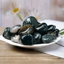 100g Polished Moss Agate Tumbled Stones - Decorative Stones For Aquarium And Home Decor With Unique Pattern - Mint Green - View 6