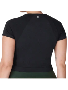 Athlete Crop Seamless Workout T-Shirt - Black - View 3