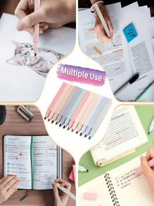 12 pezzi di evidenziatori quadrati, finemente incisi, impermeabili e resistenti alla sbiaditure, adatti per diari, prese di appunti e organizzazione dello studio, design in plastica, applicazione scorrevole, ideali per uso scolastico, in ufficio e per diari - Forniture scolastiche e per ufficio, consegna casuale Ritorno a scuola