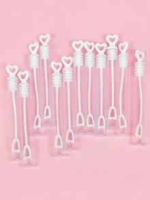 5/10/20Pcs Heart Wand Tube Bubble Soap Bottle Wedding Gifts For Guests Birthday Party Favors Decoration Supplies(Excluding Bubble Water) Wedding Season - White - View 3