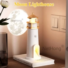 Moon Projector LightHouse Night Light Rechargeable LED Night Light Remote NEW - White - View 3