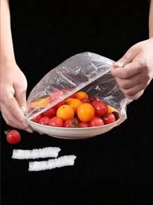 1 pachet/3 pachete Folie de plastic de dimensiuni mari, capac pentru alimente îngroșat de unică folosință, fără rupere, potrivit pentru tăvi de fructe, farfurii, boluri și pungi de conservare pentru vase.