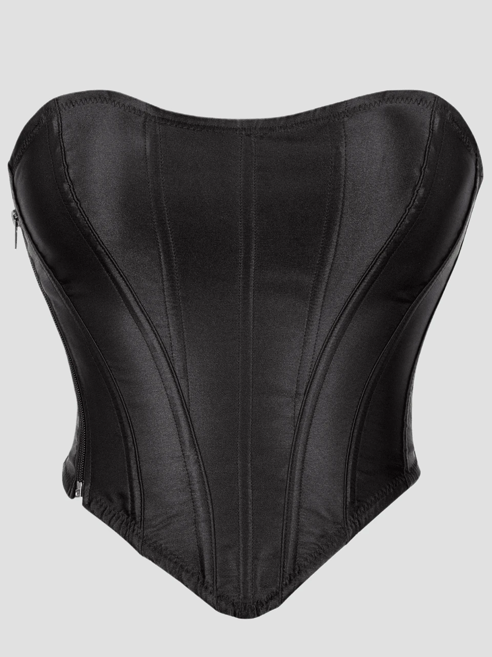 提花缎面无袖背心短款上衣紧身胸衣俱乐部装短款束胸上衣，适合派对、狂欢节、万圣节和其他节日 - 黑色 - 查看 1