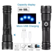 Super Powerful T9 P90/P50 Tactical Led Flashlight Strong Powerful Farm Site Camping Security - 白紅光 - 查看 6