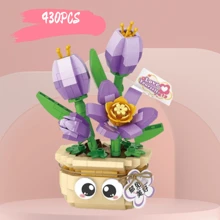 Cute Succulent Plant Pot Set, Terrarium Decoration, Including Blue Ice Lotus, Haworthia, Campanula, Giftware Sculpture, Creative Home DIY Decoration, Suitable For Valentine's Day, Spring Festival, School Opening Gifts, Interesting Blocks