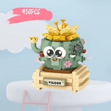 Cute Succulent Plant Pot Set, Terrarium Decoration, Including Blue Ice Lotus, Haworthia, Campanula, Giftware Sculpture, Creative Home DIY Decoration, Suitable For Valentine's Day, Spring Festival, School Opening Gifts, Interesting Blocks